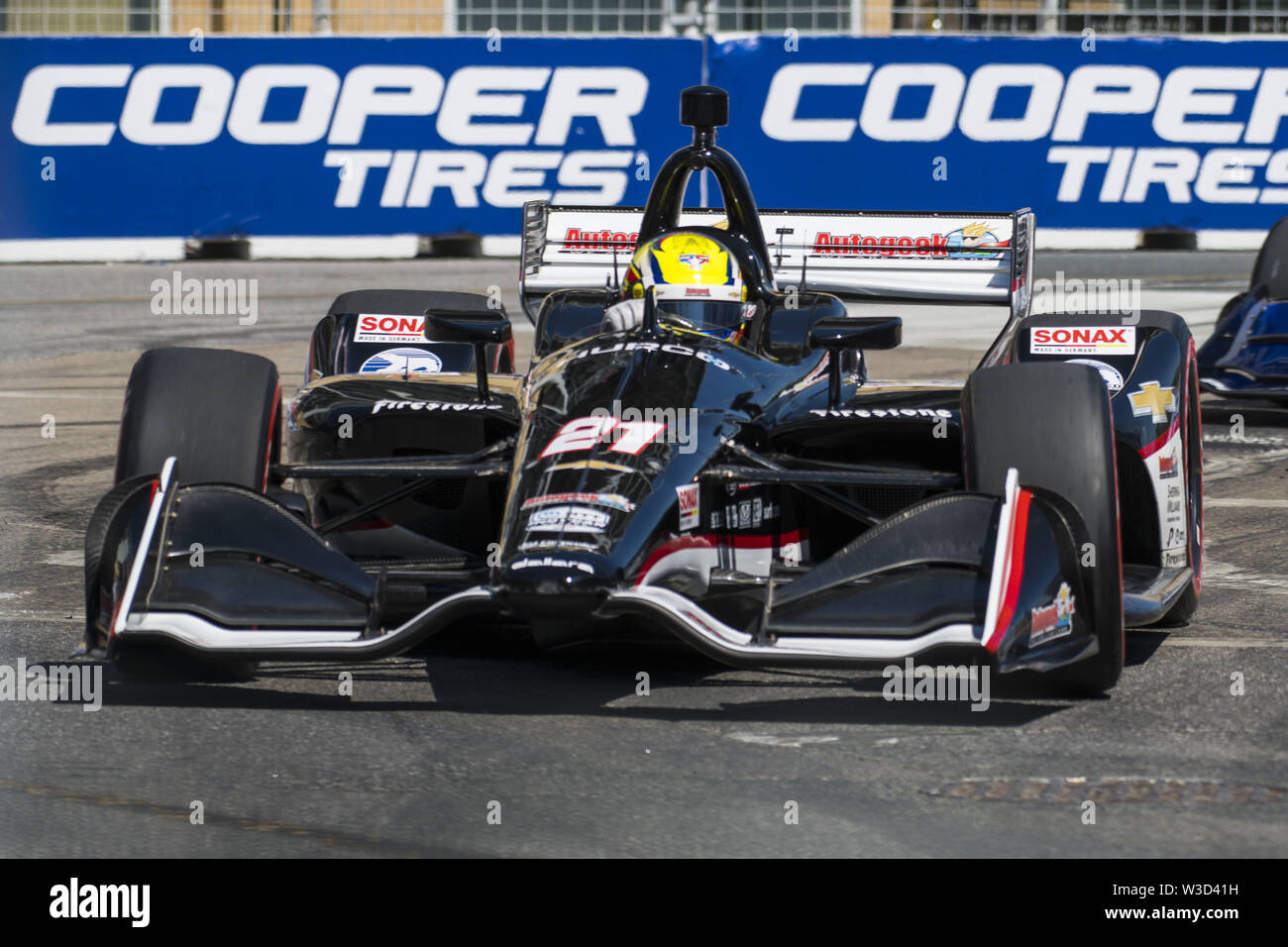 Toronto, Ontario, Canada. 14 juillet, 2019. Le pilote de la série Indycar VERIZON SPENCER PIGOT (21) la race dans la série Indycar VERIZON Honda Indy Toronto de course qui s'est tenue à Toronto, Canada Crédit : Angel Marchini/ZUMA/Alamy Fil Live News Banque D'Images