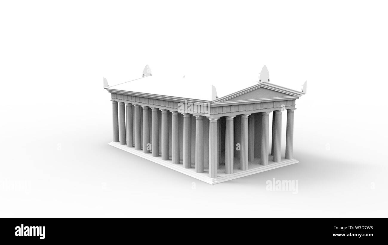 Le rendu 3D d'un anchient temple grec isolé dans l'arrière-plan blanc studio Banque D'Images