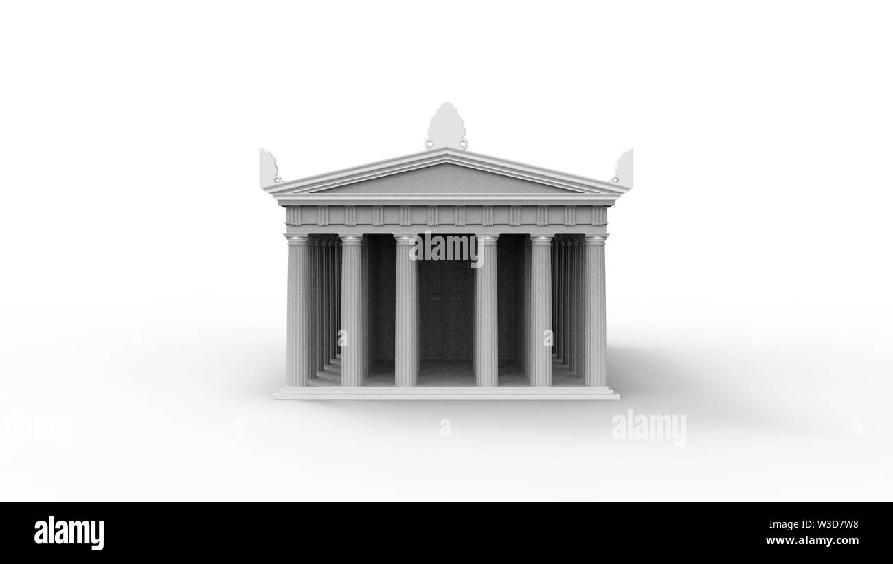 Le rendu 3D d'un anchient temple grec isolé dans l'arrière-plan blanc studio Banque D'Images