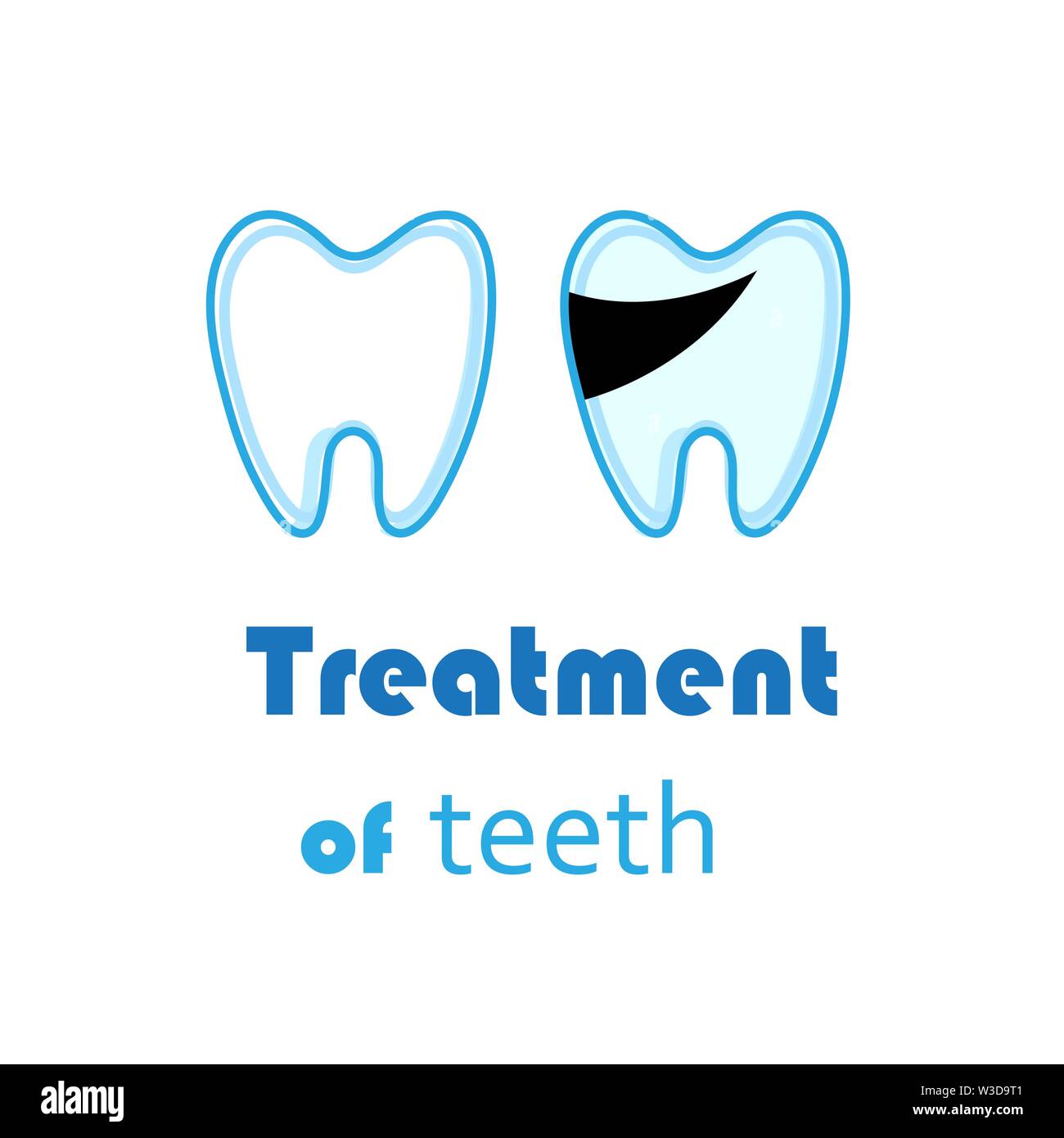 Des dents blanches vecteur signe isolé sur fond blanc. Modèle de conception de carte de visite, carte postale ou bannière publicitaire. Illustration de Vecteur