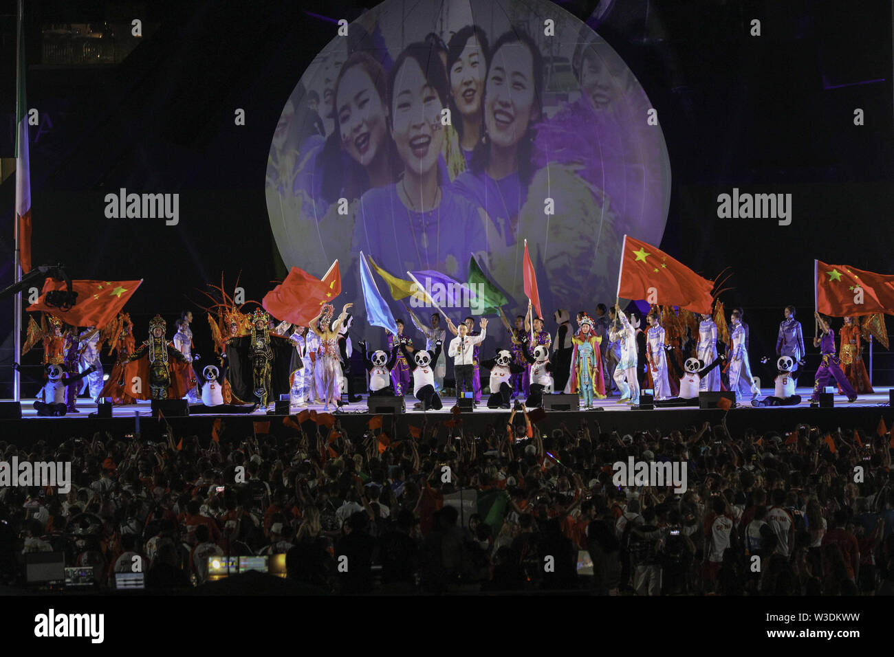 Naples, Campanie. 14 juillet, 2019. L'Italie, le 14 juillet 2019 au stade San Paolo à Naples a la cérémonie de clôture des jeux ouvert aux étudiants des universités. Crédit : Fabio Sasso/ZUMA/Alamy Fil Live News Banque D'Images