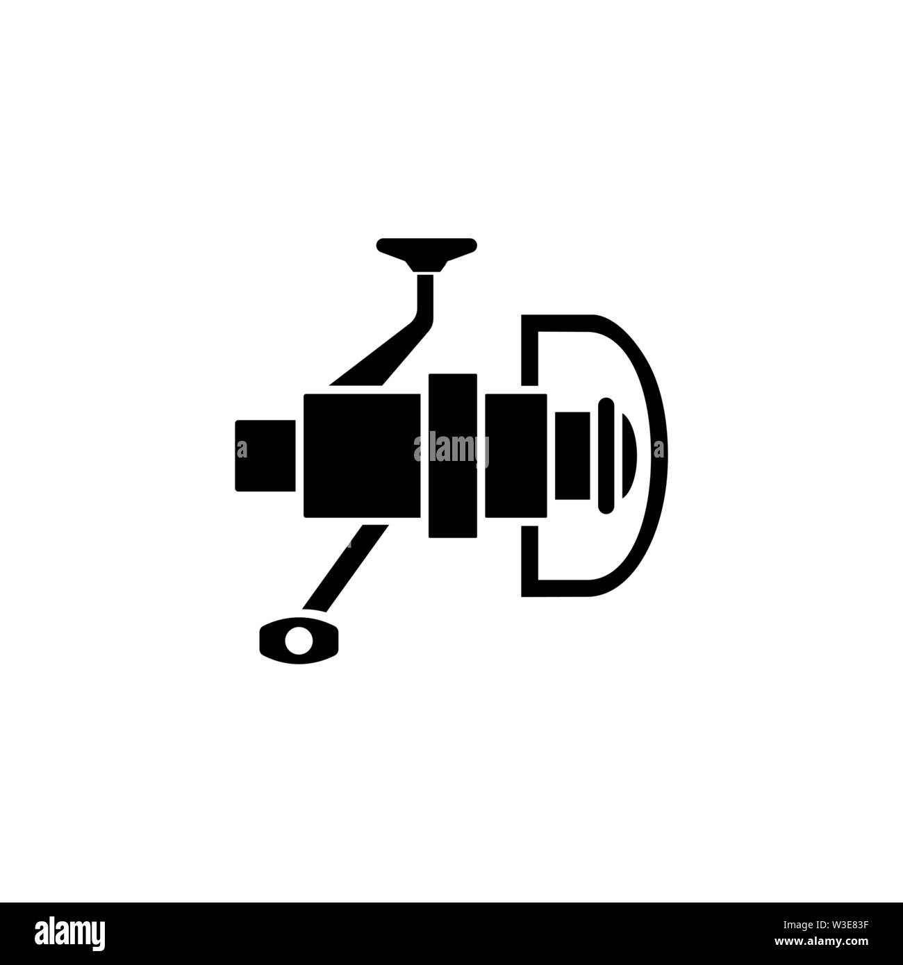 Bobine de pêche, s'attaquer. Icône vecteur illustration. Télévision Simple symbole noir sur fond blanc. Bobine de pêche, s'attaquer à signer pour modèle de conception de site web et mo Illustration de Vecteur