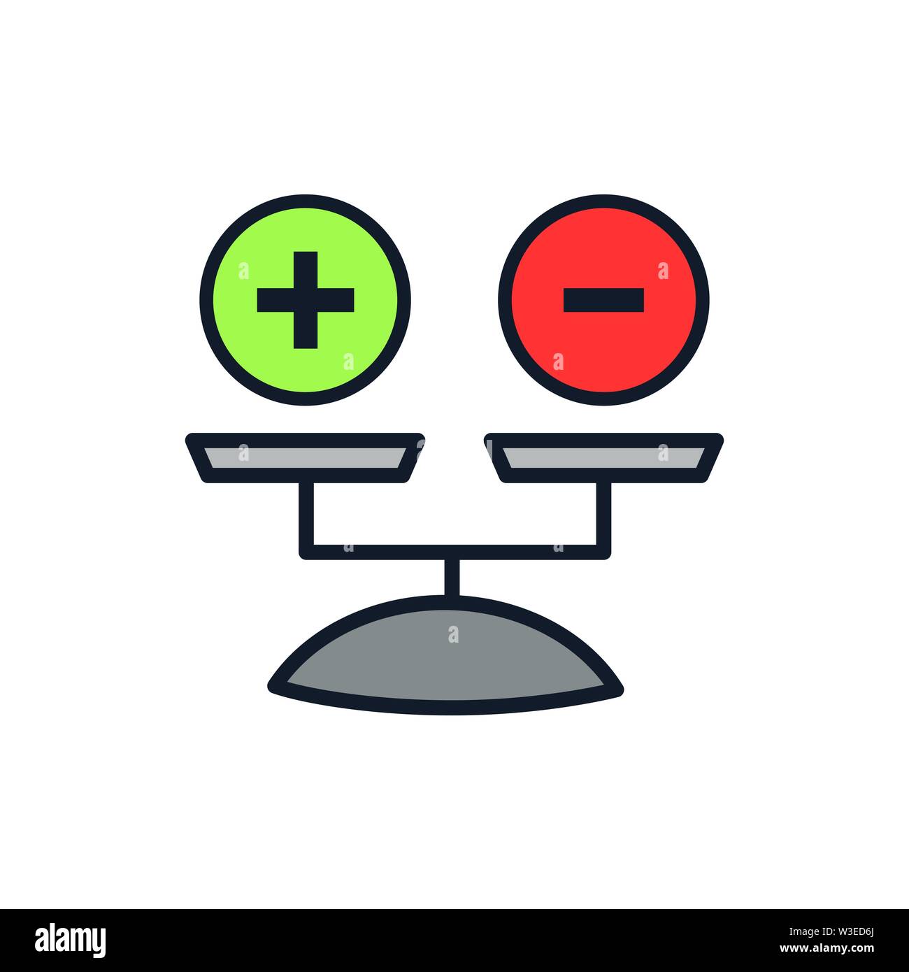 & Positif Négatif, vraies ou fausses images ou plus et moins Illustration de Vecteur