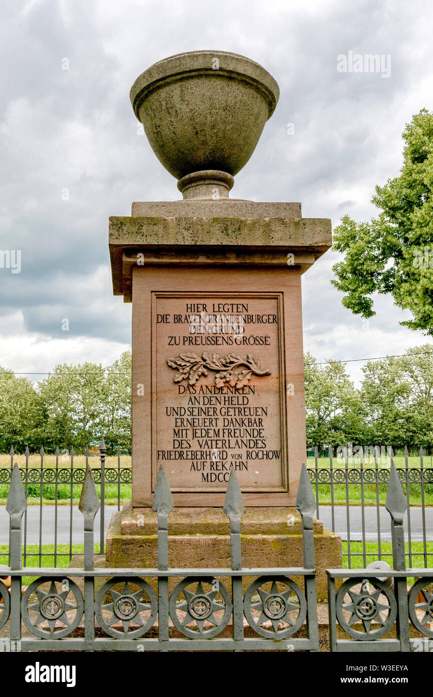 Denkmal auf dem Schlachtfeld von Fehrbellin dans der Mark Brandebourg ; Monument à la bataille de Fehrbellin Banque D'Images