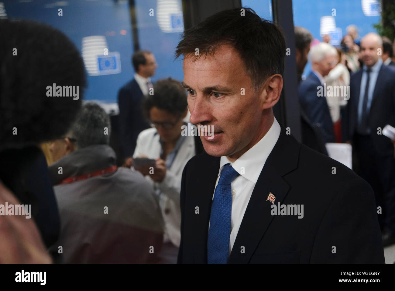 Bruxelles, Belgique, 15 juillet 2019. Le Secrétaire aux affaires étrangères britannique Jeremy Hunt assiste à un Conseil des affaires étrangères de l'Union européenne réunion. Credit : ALEXANDROS MICHAILIDIS/Alamy Live News Banque D'Images