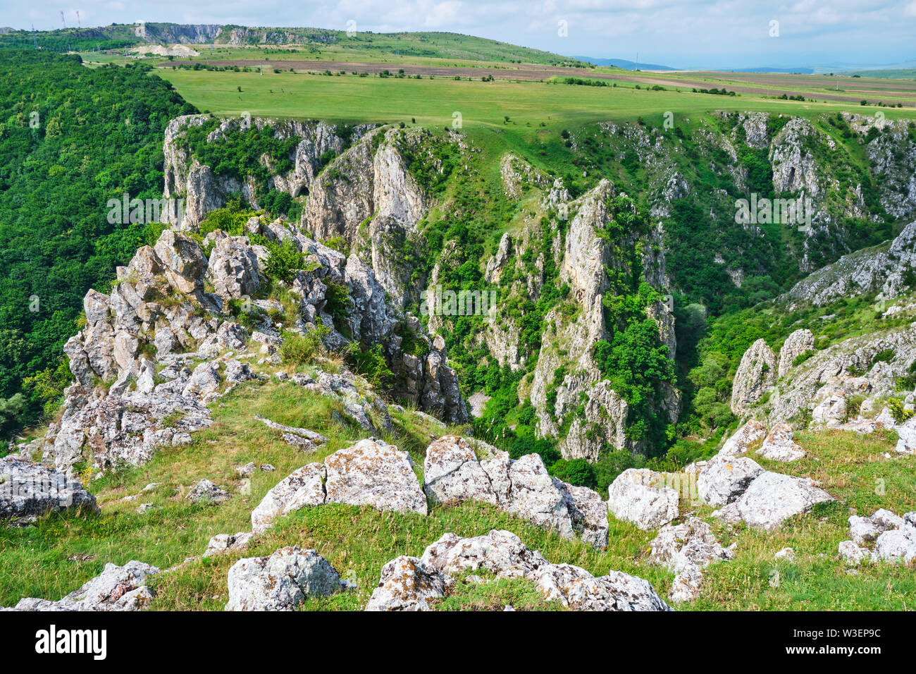 Des murs de pierre impressionnante à Tureni gorges (Cheile Turenilor ou hasadek Turi). Cet espace naturel protégé près de Turda, Cluj, en fait un excelent h Banque D'Images