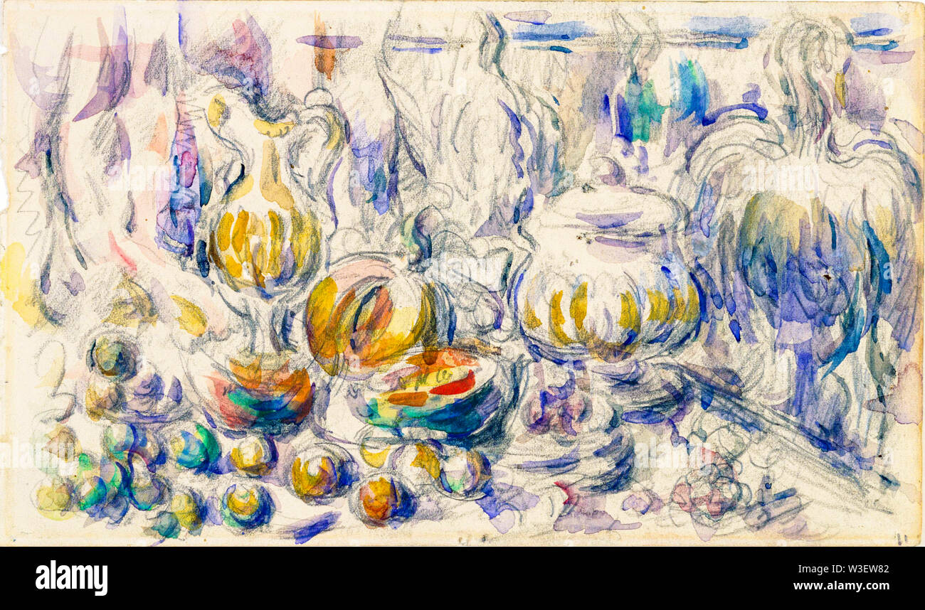 Paul Cézanne, Pot et Soupière, still life Painting, 1888-1890 Banque D'Images