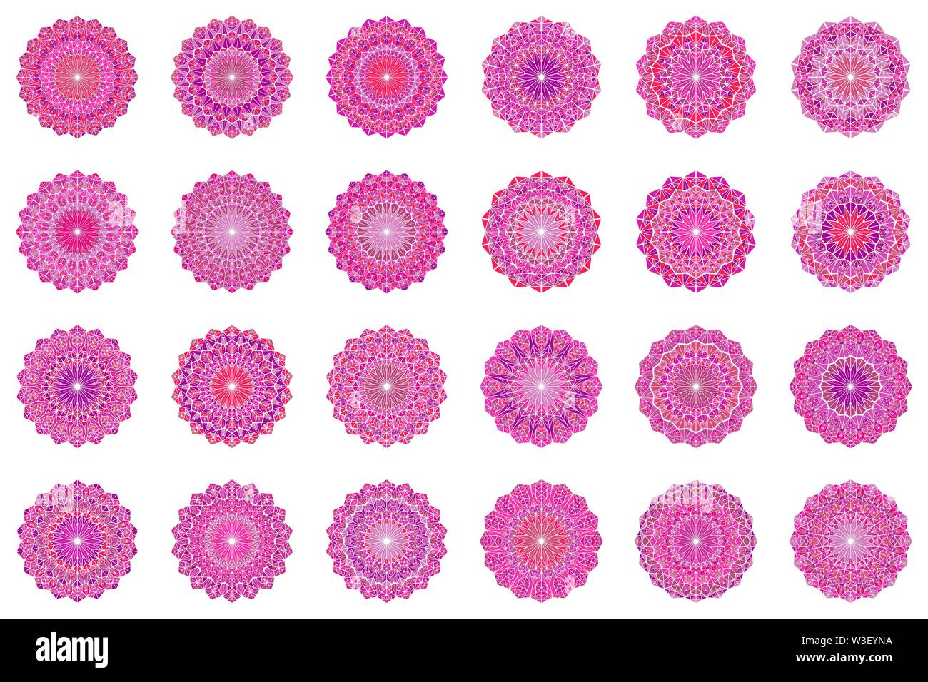 Résumé ornée de mosaïque mosaïque triangle set - logo mandala circulaire polygonal ornementales éléments du vecteur Illustration de Vecteur