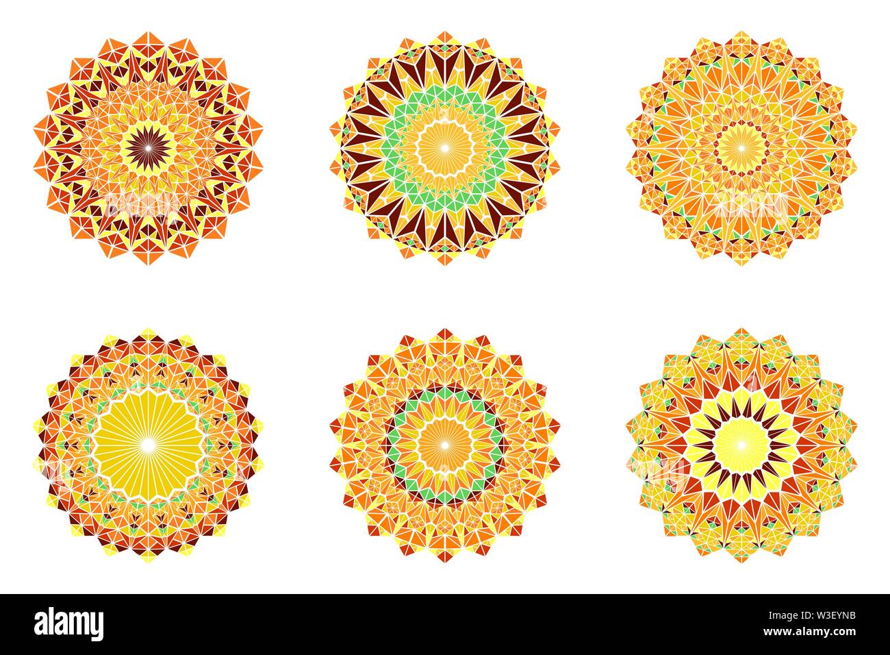 Abstract colorful mosaic mandala symbole triangle set - tour polygonale vecteur ornement design elements Illustration de Vecteur