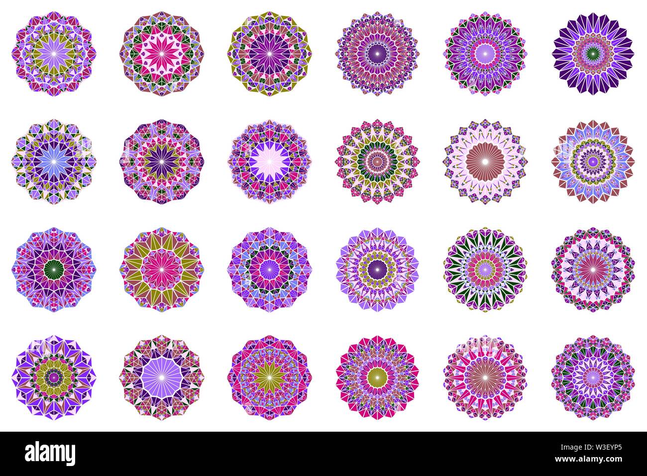 Mosaïque Mosaïque Triangle mandala set - résumé d'ornement circulaire polygonal illustrations vectorielles Illustration de Vecteur
