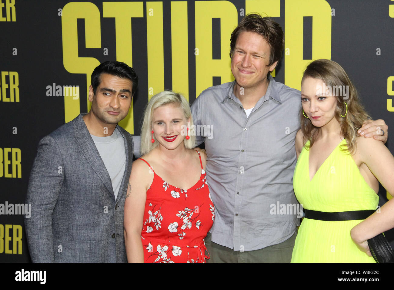 Kumail Nanjiani, Valerie Chaney, Pete Holmes et Emily C. Gordon à la 20th Century Fox's World Premiere de "tuber". Tenue au Regal Cinemas L.A. Vivre à Los Angeles, CA, le 10 juillet 2019. Photo par : Richard Chavez / PictureLux Banque D'Images