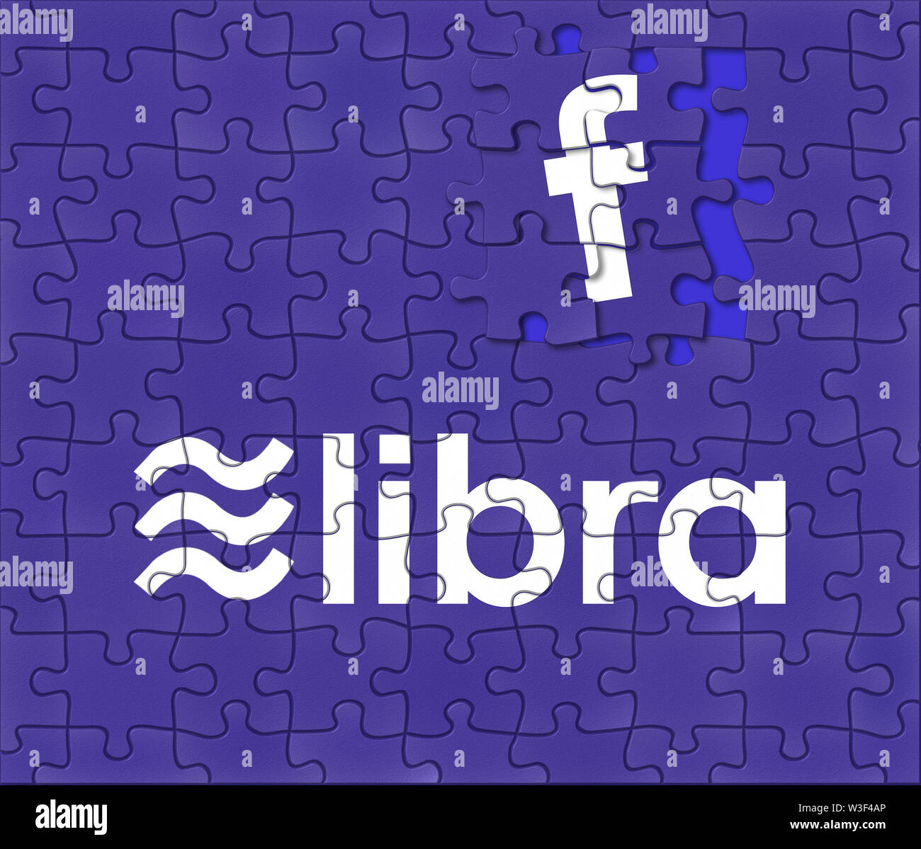 Concept pour l'implication de Facebook dans le projet Libra partenariat cybercurrency Banque D'Images