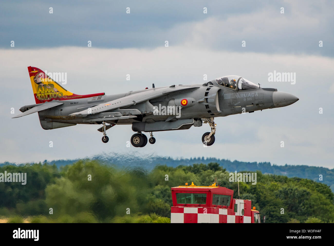 La Marine espagnole un EAV-8B Harrier II Plus des avions participant à la démonstration de vol pour la Journée de l'air à Yeovilton, Royaume-uni le 13/7/19. Banque D'Images