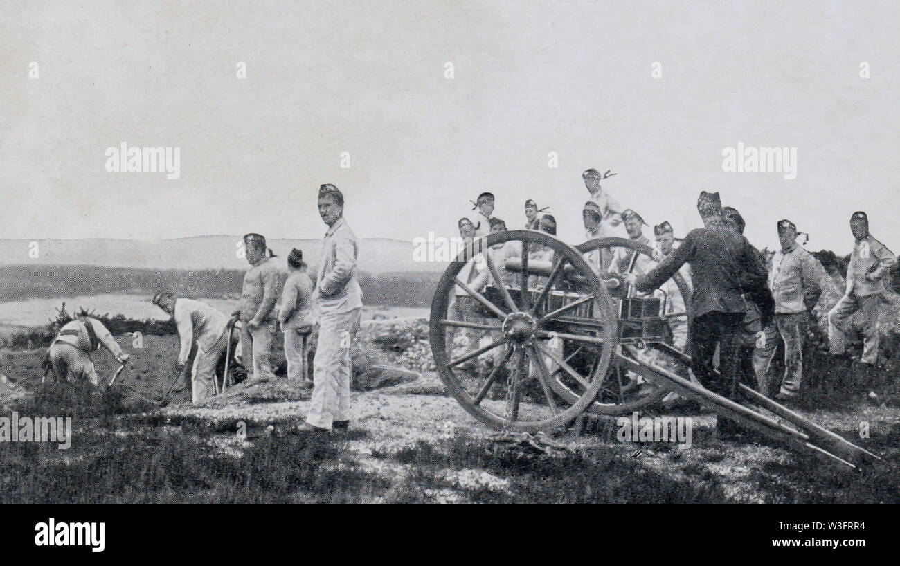 2e Seaforth Highlanders construire fosse pour machine gun Banque D'Images