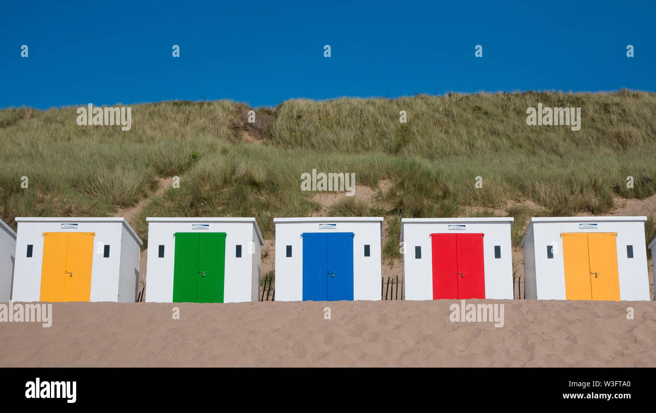Cabines de plage de Woolacombe Banque D'Images
