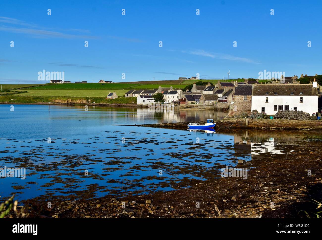 La ville de Saint Margaret's Hope sur South Ronaldsay. Banque D'Images
