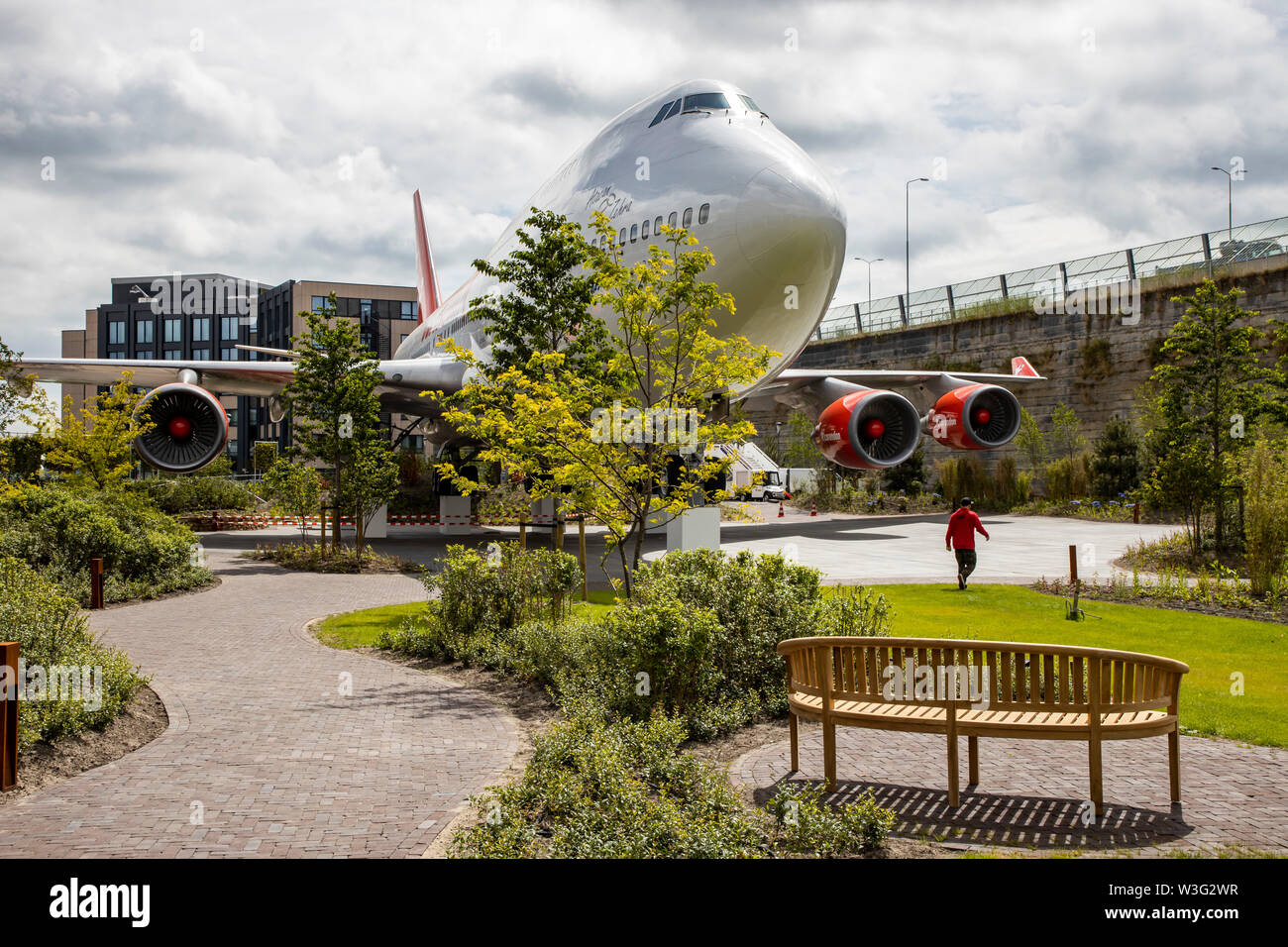 Corendon Hotels Village, à l'aéroport d'Amsterdam-Schiphol, ex-KLM Boeing 747-400, Jumbo jet, dans le parc de l'hôtel complexe, seront convertis en Banque D'Images