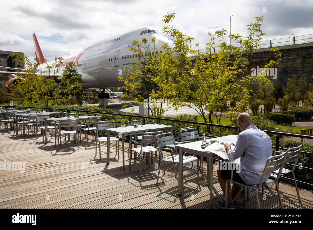 Corendon Hotels Village, à l'aéroport d'Amsterdam-Schiphol, ex-KLM Boeing 747-400, Jumbo jet, dans le parc de l'hôtel complexe, seront convertis en Banque D'Images