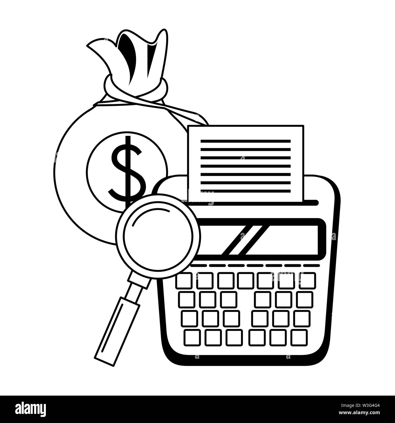 L'argent d'économie de l'entreprise Financement de dessins en noir et ...