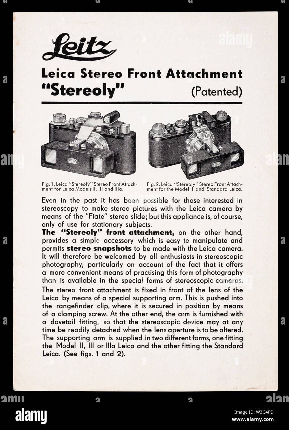 Leitz Leica Vintage / tereoly "stéréo" annexe pour LEICA I, II, III appareils photo numériques Banque D'Images