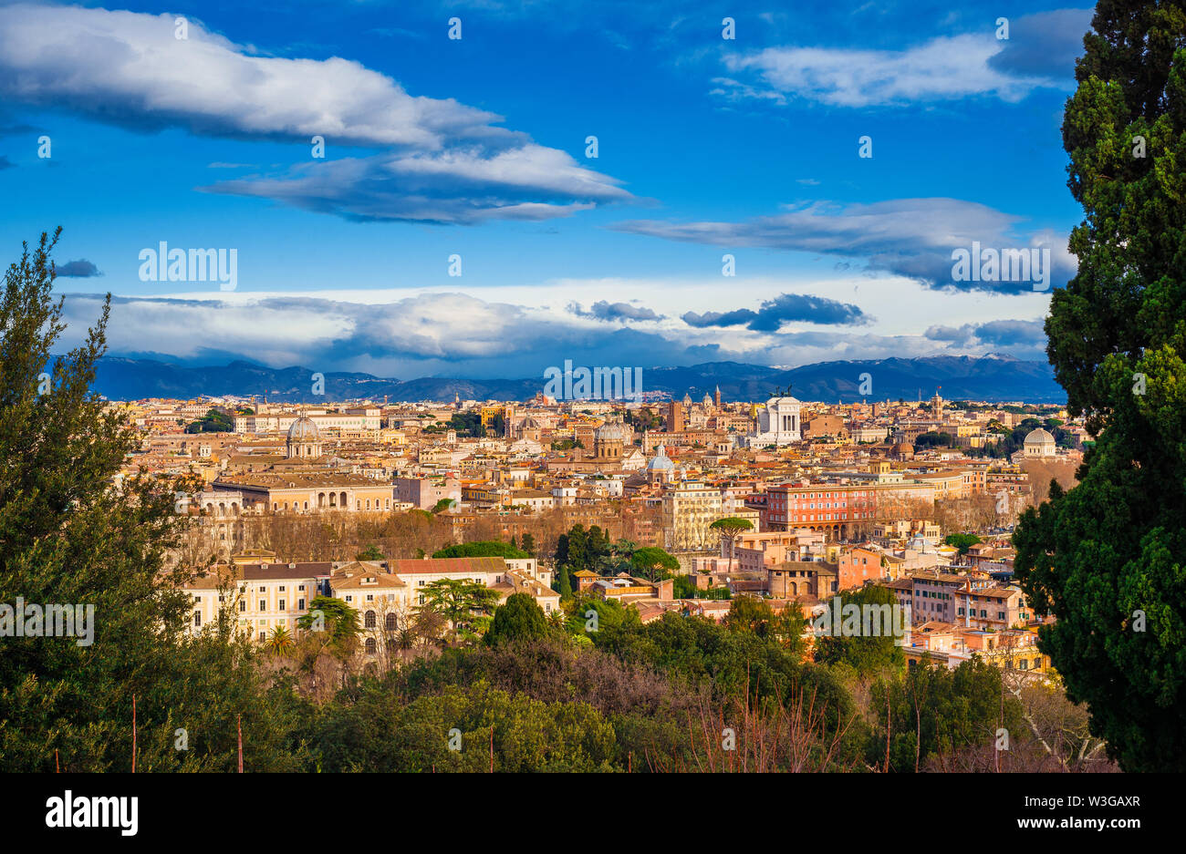 Vue de Rome centre historique ancien skyline de Janicule Banque D'Images