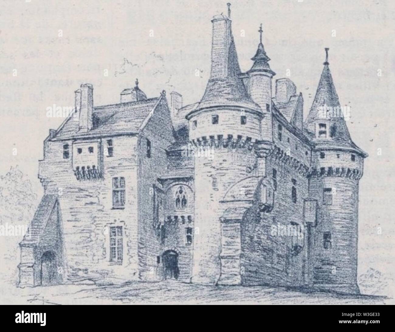 Château de Kérouzéré dessin 1891. Banque D'Images