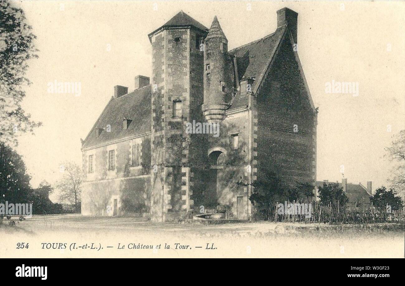 Château de Tours-carte postale-a1. Banque D'Images
