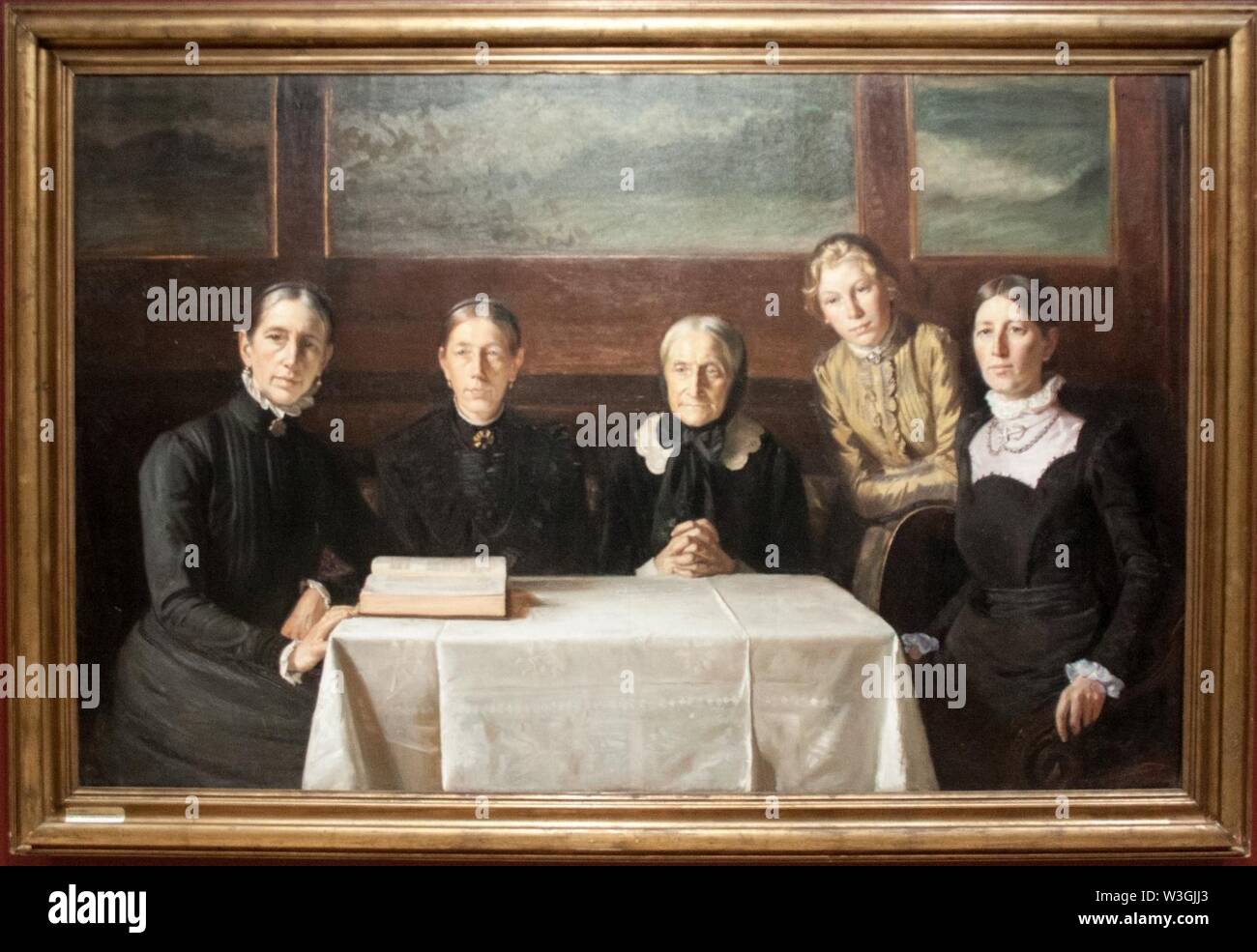 Le jour de Noël 1900, de Michael Ancher, avec cadre. Banque D'Images