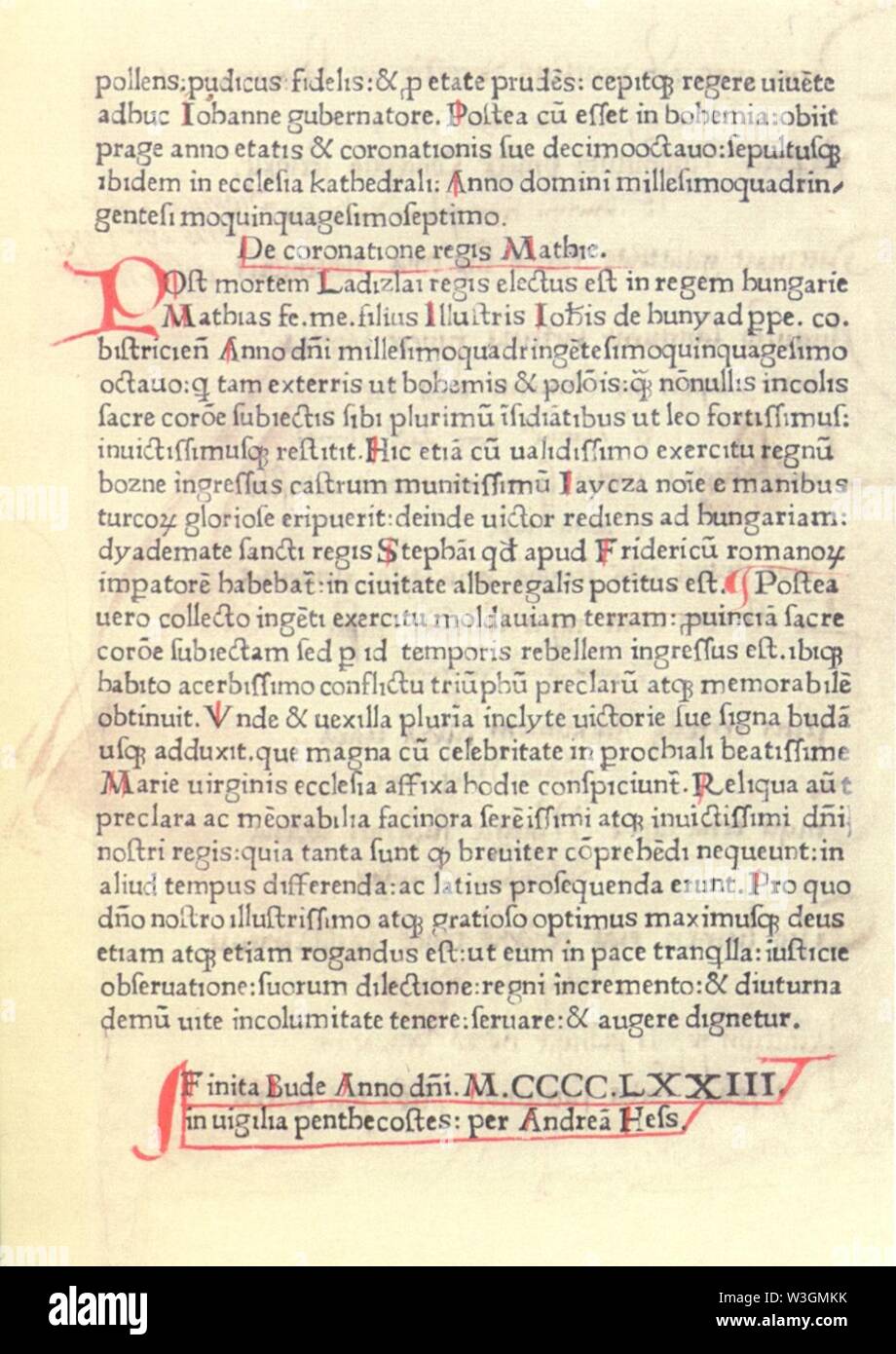 Chronique d'András Hess, Buda. 1473. Banque D'Images