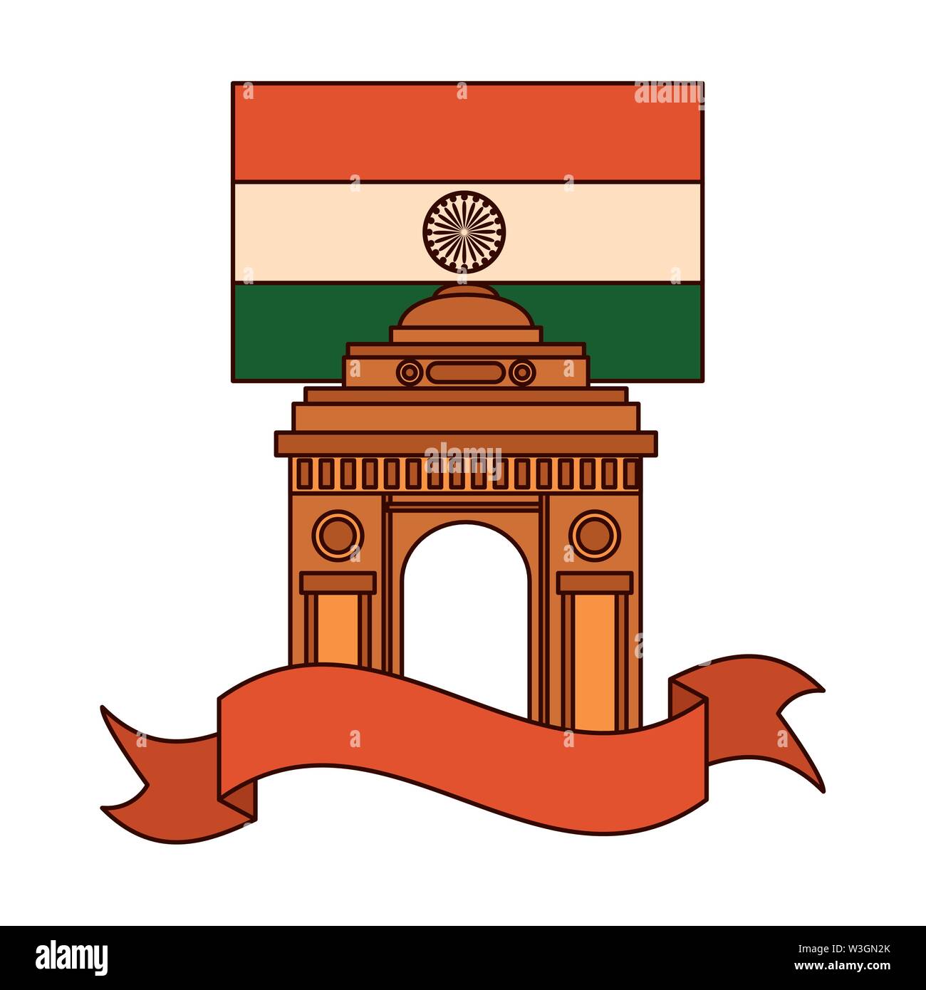 Le jour de l'indépendance du drapeau indien avec gateway mosque Illustration de Vecteur