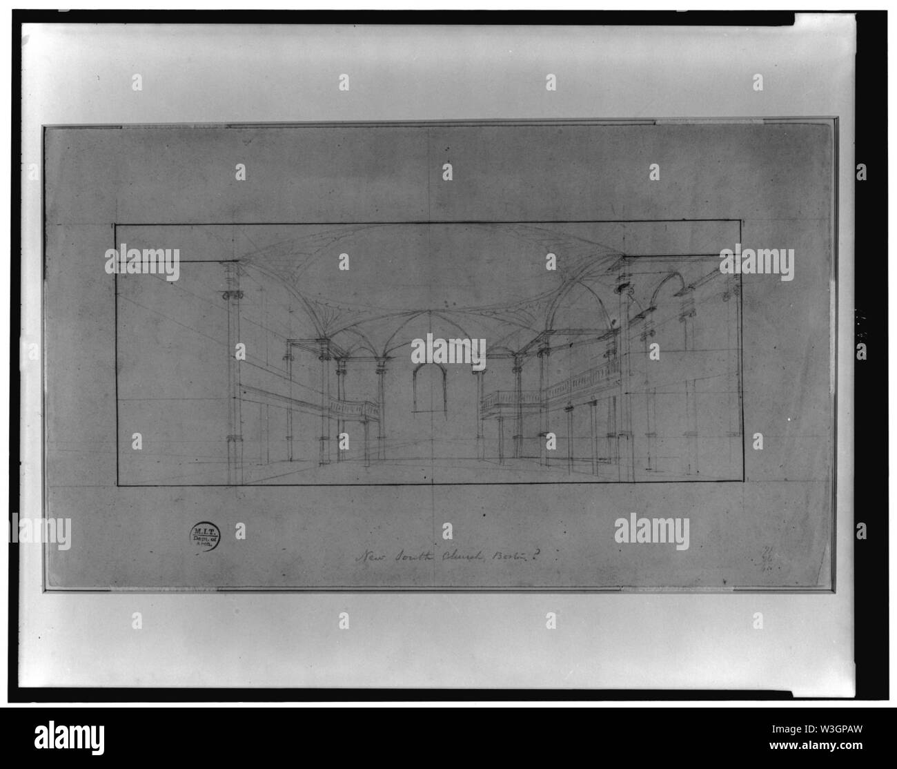 ('Église Église du Sud'), Summer Street et Bedford Street, Boston, Massachusetts. Perspective de l'intérieur Banque D'Images