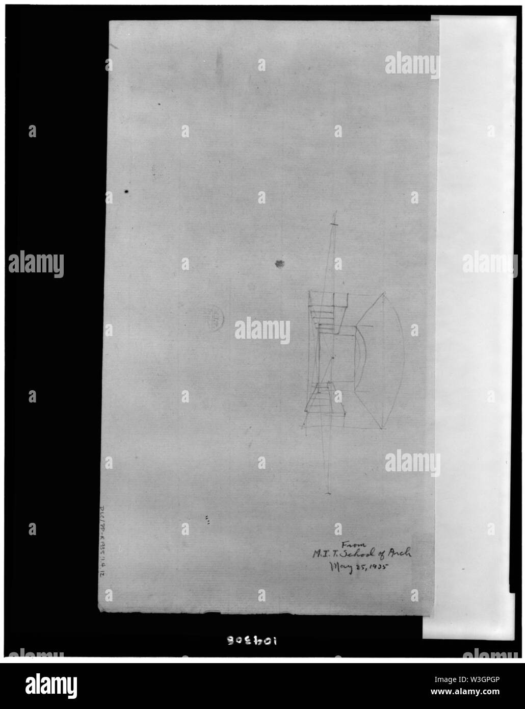Intérieur de l'Église avec les galeries et plafond voûté. Croquis Perspective Banque D'Images