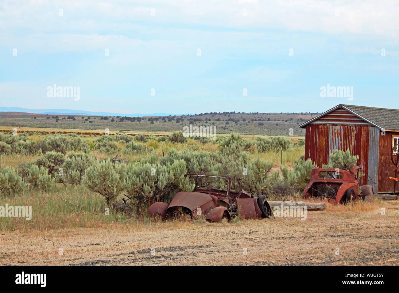 Organes vintage car la rouille dans le désert de l'Est de l'Oregon. Banque D'Images