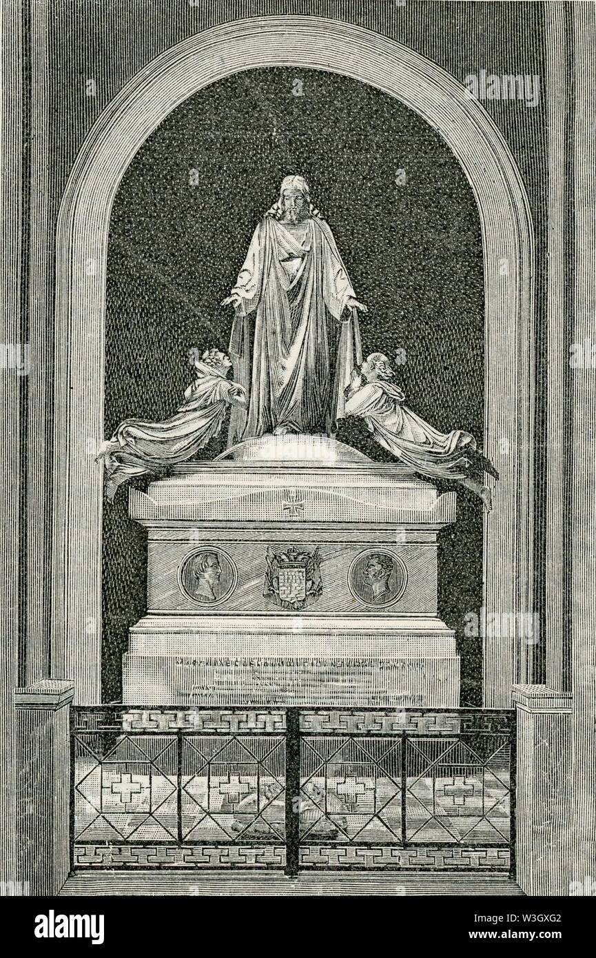 Cimitero della Certosa monumento ai fratelli Giuseppe e Gaetano Pepoli. xilografia Banque D'Images