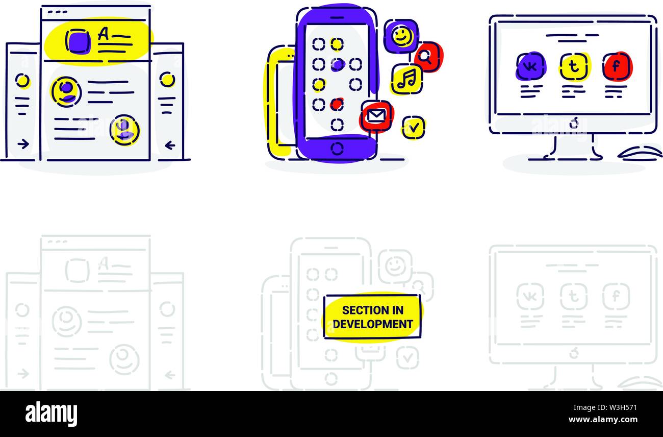 D'affaires de base, interface web internet concepts linéaire, le vecteur ligne mince icons set. Ligne moderne design graphique pour site web, la conception web, infographie. Illustration de Vecteur