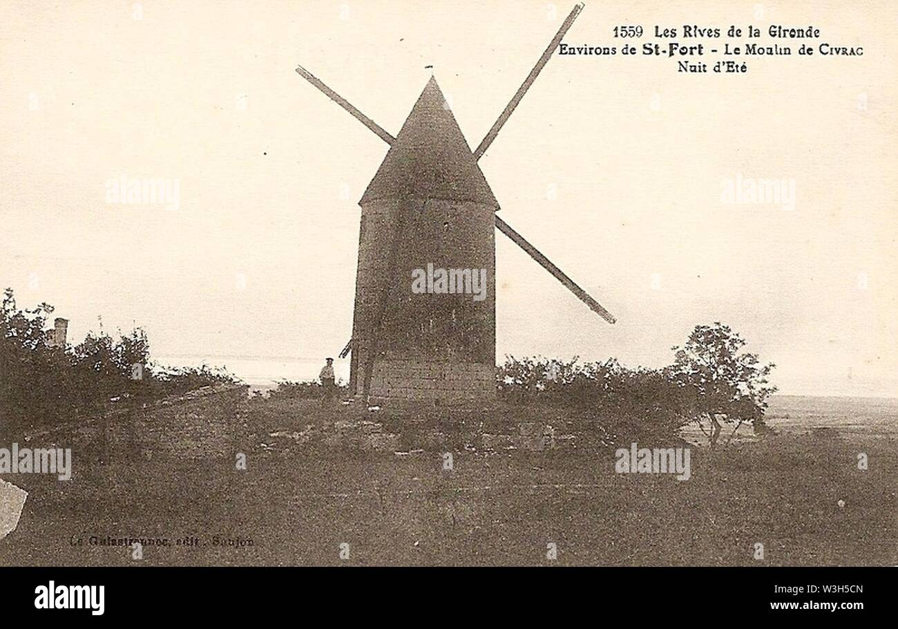 Civrac-de-Blaye - moulin à vents. Banque D'Images