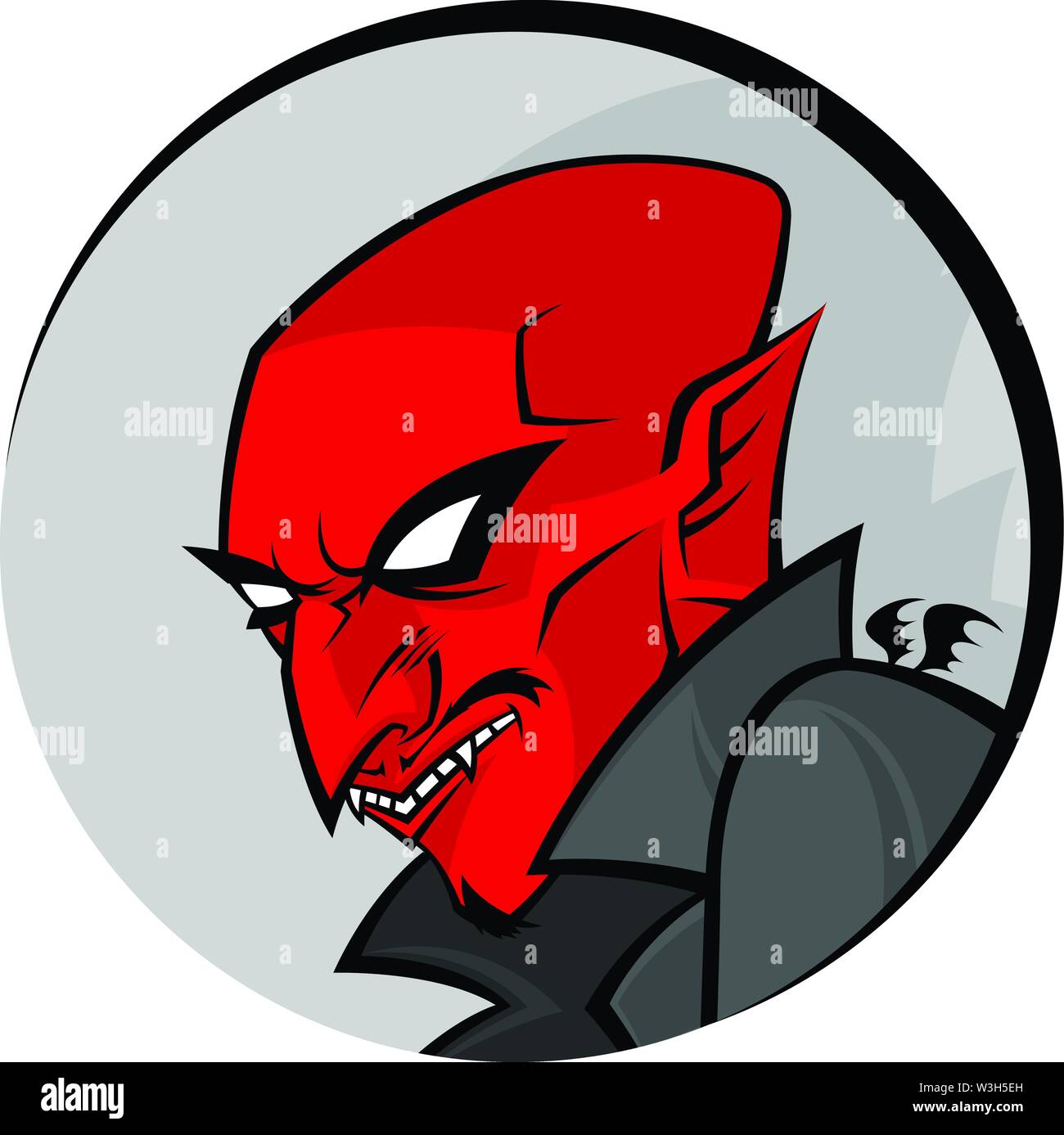 Beau diable rouge. Vector illustration d'un satan dans un cercle. L'image est isolé sur fond blanc. La tête du personnage de la mascotte. Illustration de Vecteur