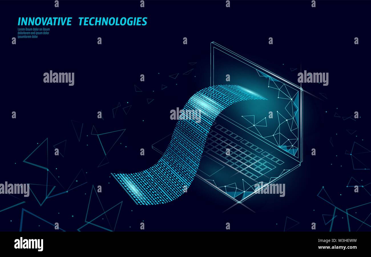 Le projet de loi numérique 3D web voyage concept. Point polygonal en ligne Paiement en ligne de billets d'ordinateur portable. La technologie électronique bannière budget financier Illustration de Vecteur