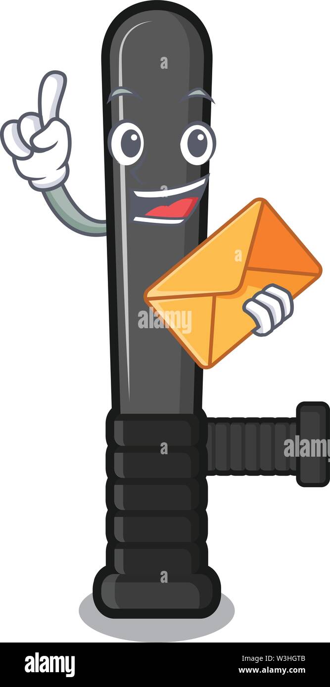 Enveloppe avec baton police dans la mascot forme Illustration de Vecteur