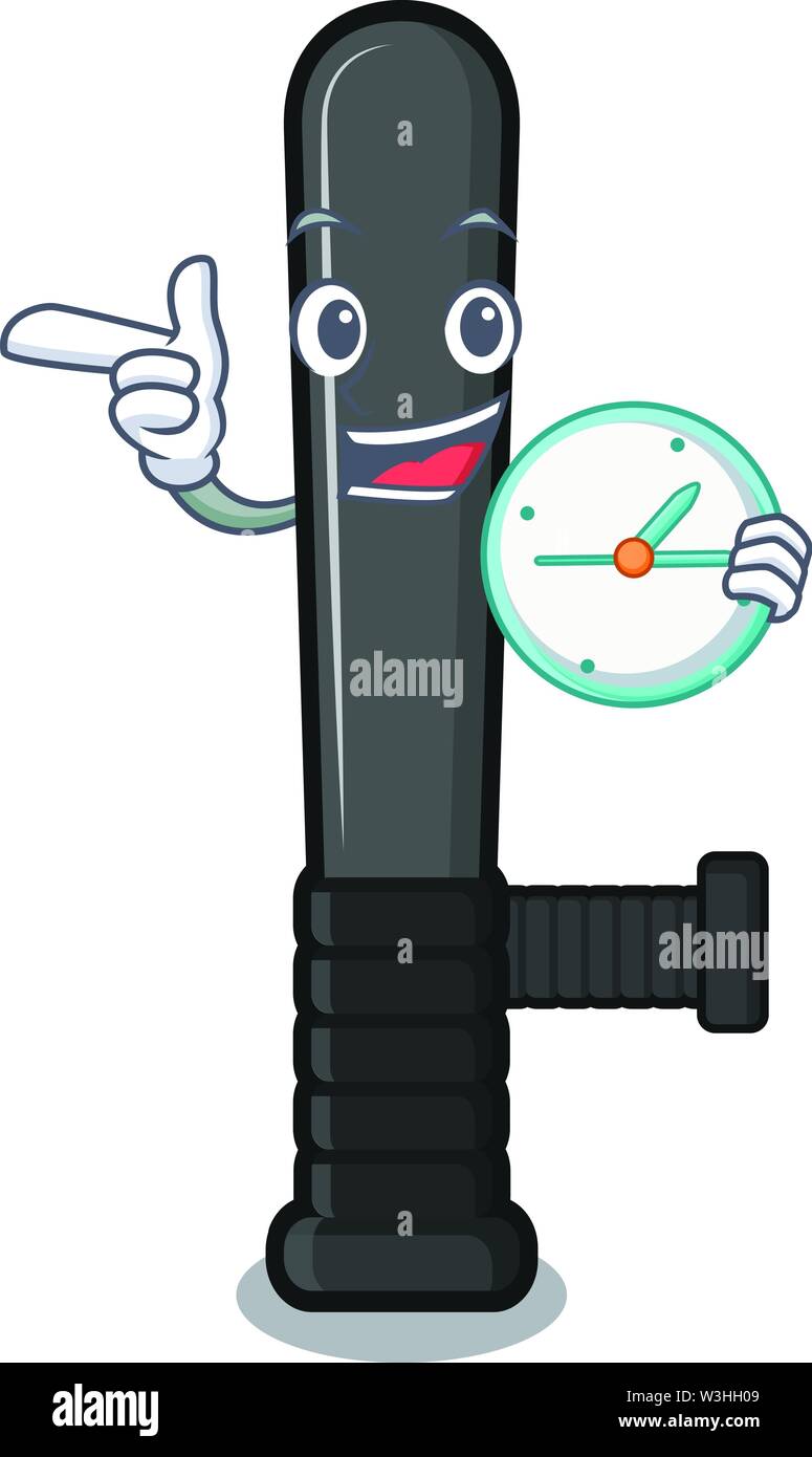 Réveil avec baton police dans la mascot forme Illustration de Vecteur