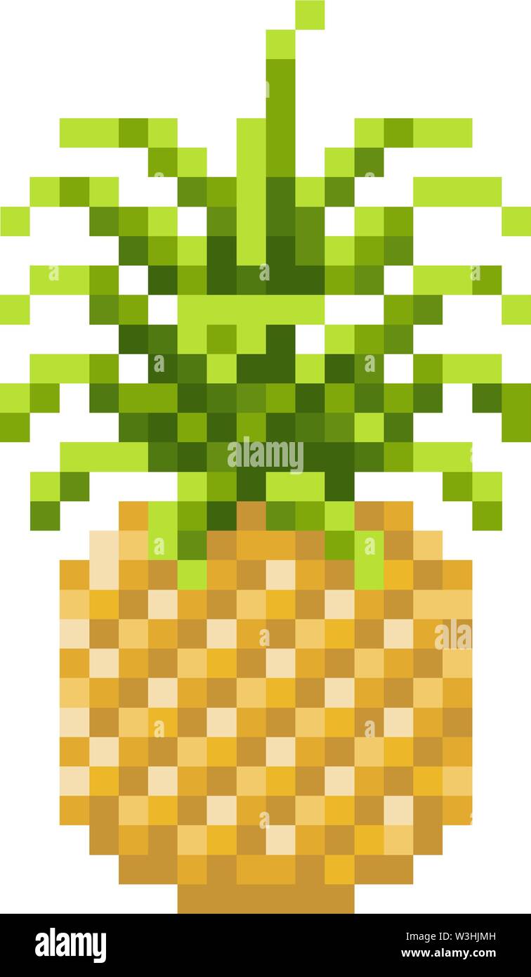 L'Ananas Pixel Art Jeu vidéo 8 bits Icône Fruits Illustration de Vecteur