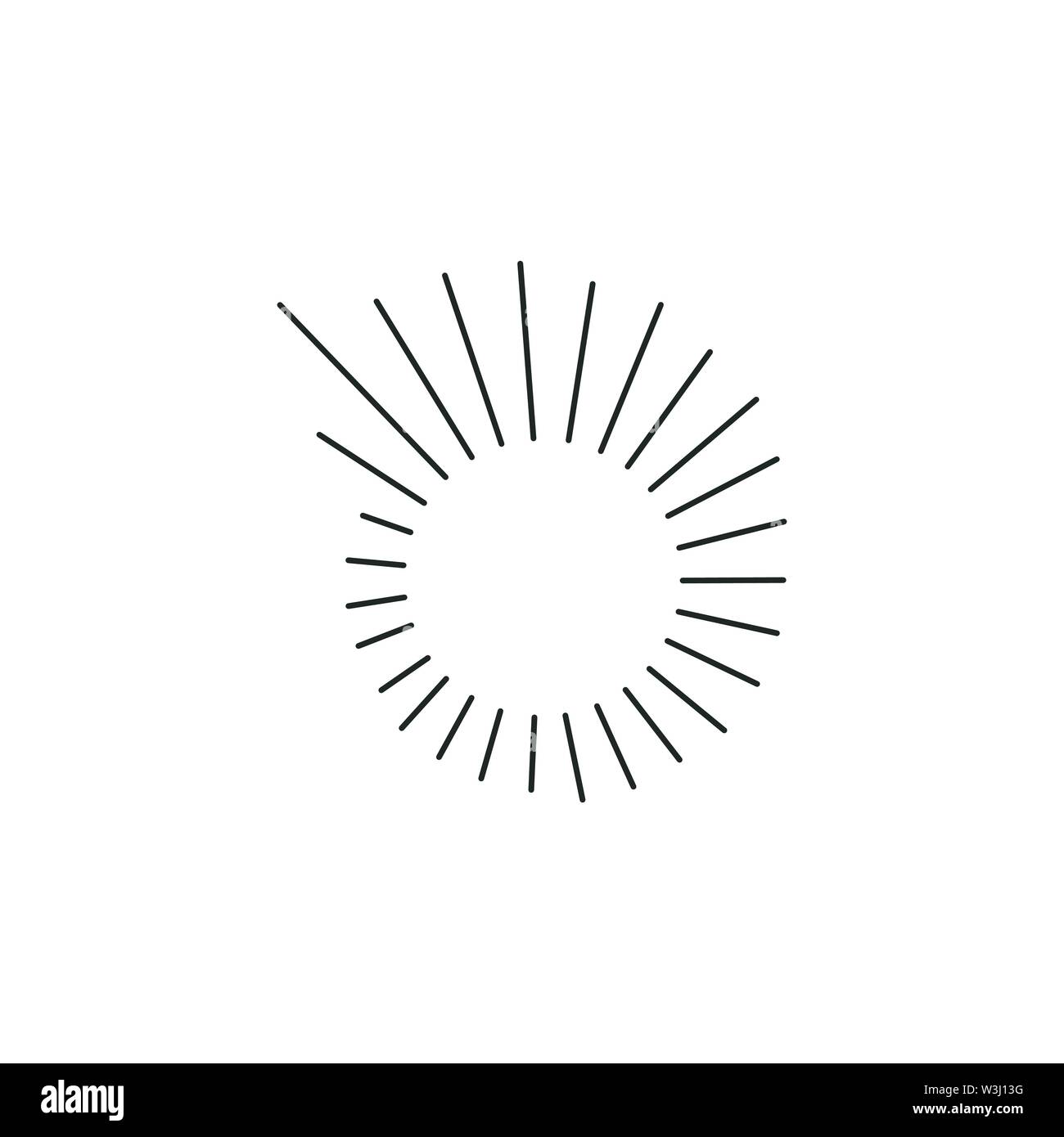 Lignes radiales ou rayons de soleil en forme de spirale cercle . L'icône d'explosion. Vector Illustration . Vintage Logo rond . Élément de design à la main . Abstract Illustration de Vecteur