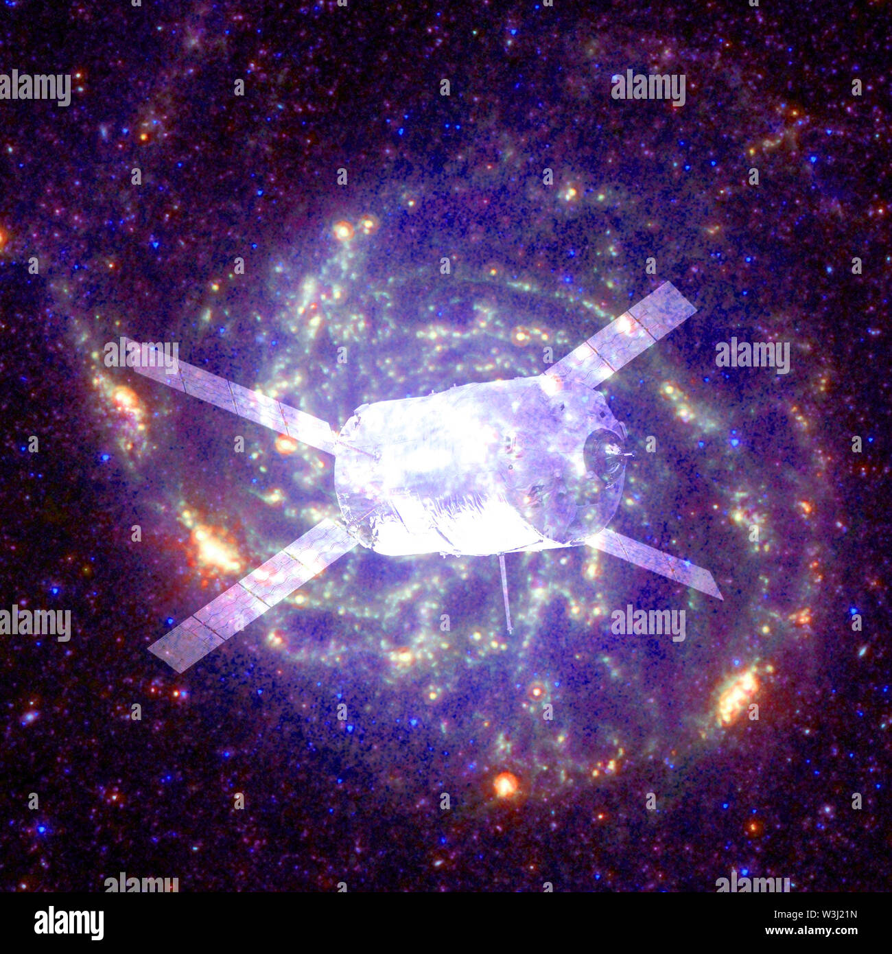 Vaisseau spatial. Art cosmique, la science-fiction le papier peint. Éléments de cette image fournie par la NASA Banque D'Images