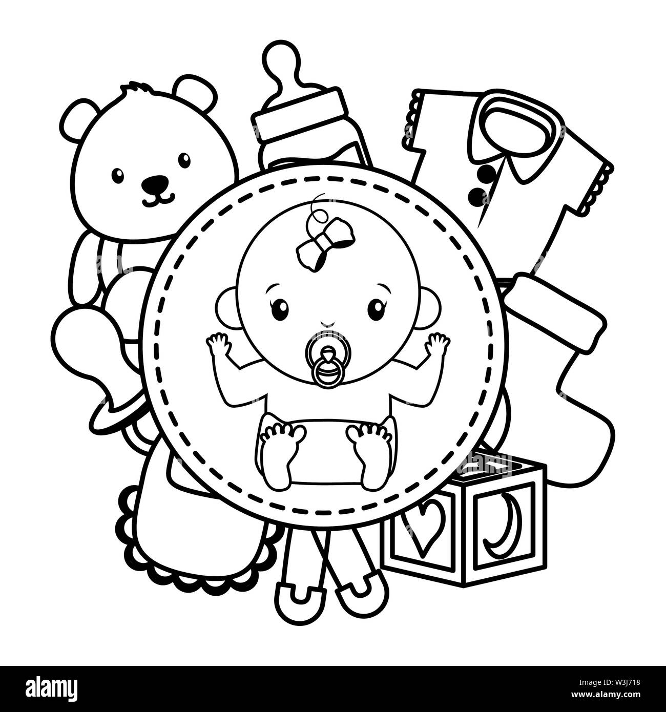 Cute Girl Dans L Erytheme Avec Bouteille Cube Ours Chaussette Bib Bebe Douche Image Vectorielle Stock Alamy Cute Girl Dans L Erytheme Avec Bouteille Cube Ours Chaussette Bib Bebe Douche Image Vectorielle Stock Alamy
