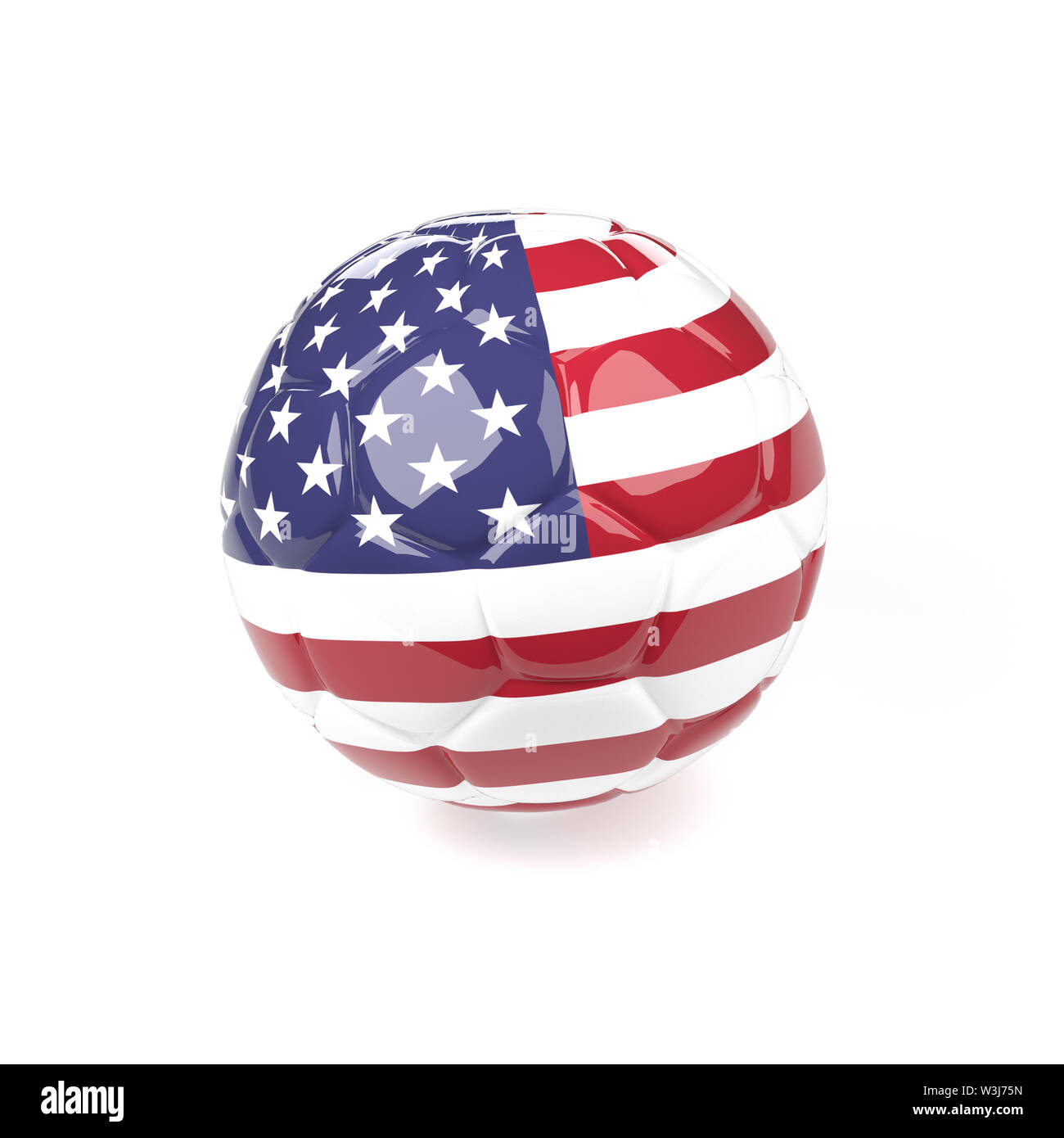 Ballon de soccer avec le drapeau des États-Unis sur un fond blanc, 3D Rendering Banque D'Images