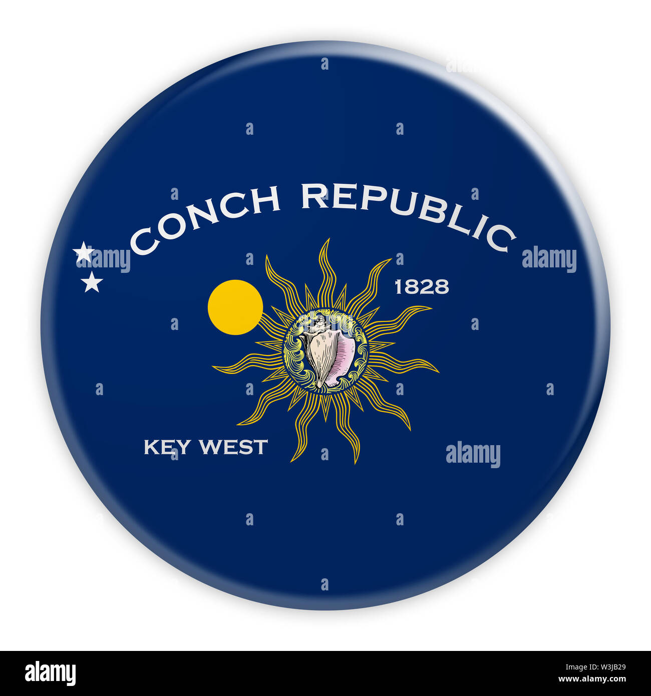 La ville nous Bouton : Key West Badge Drapeau, 3d illustration sur fond blanc Banque D'Images