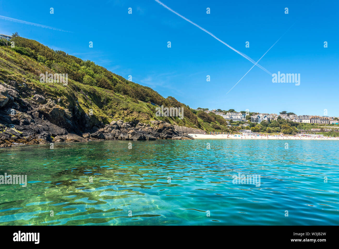 La belle mer au large plage de Porthminster St.ives Cornwall UK Europe Banque D'Images