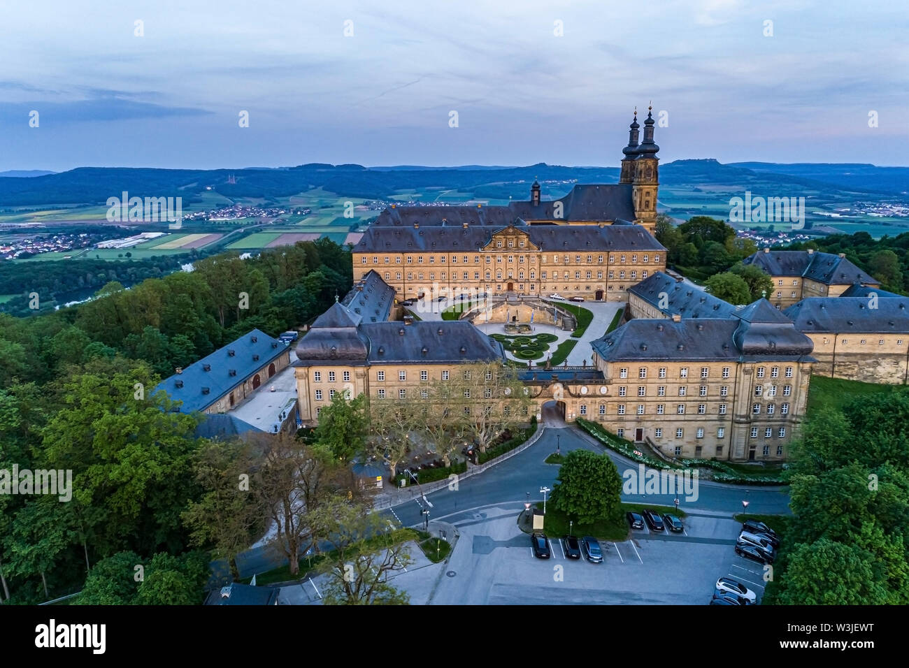 La vue ouest de l'abbaye de Kloster Banz Banz alias en Bavière, Allemagne Banque D'Images