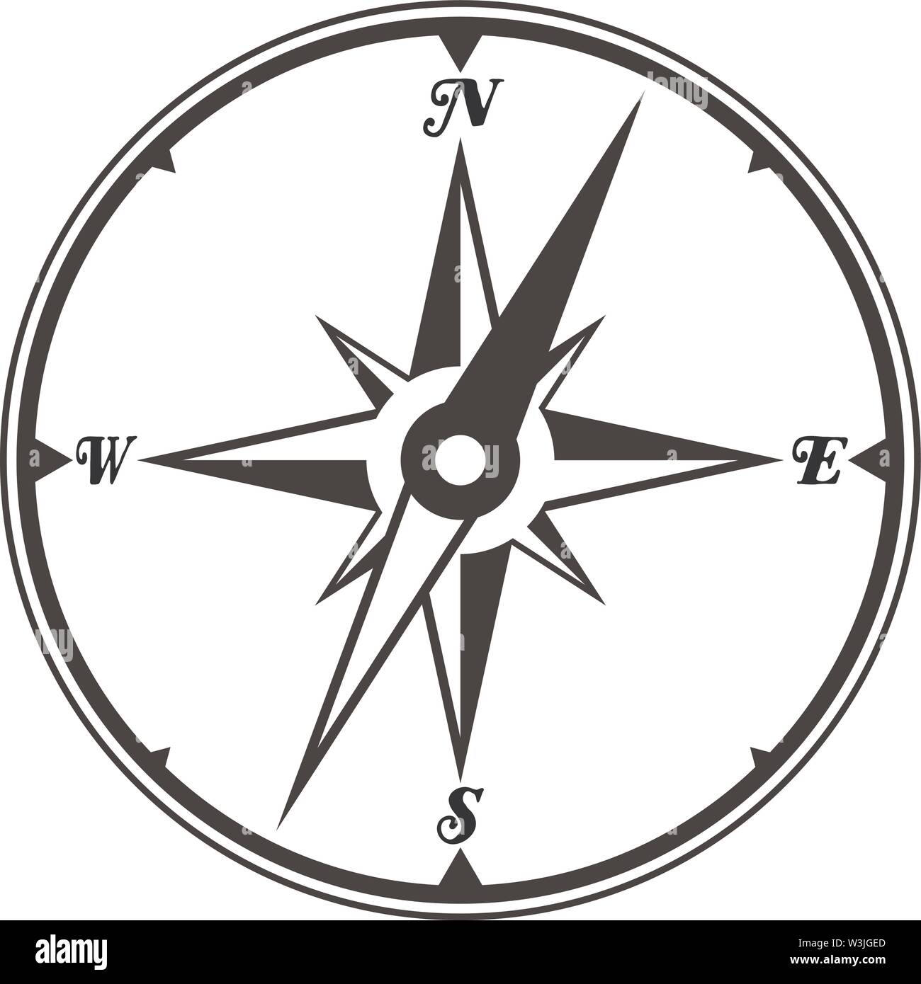 Boussole en noir et blanc ou le symbole icône windrose vector illustration Illustration de Vecteur