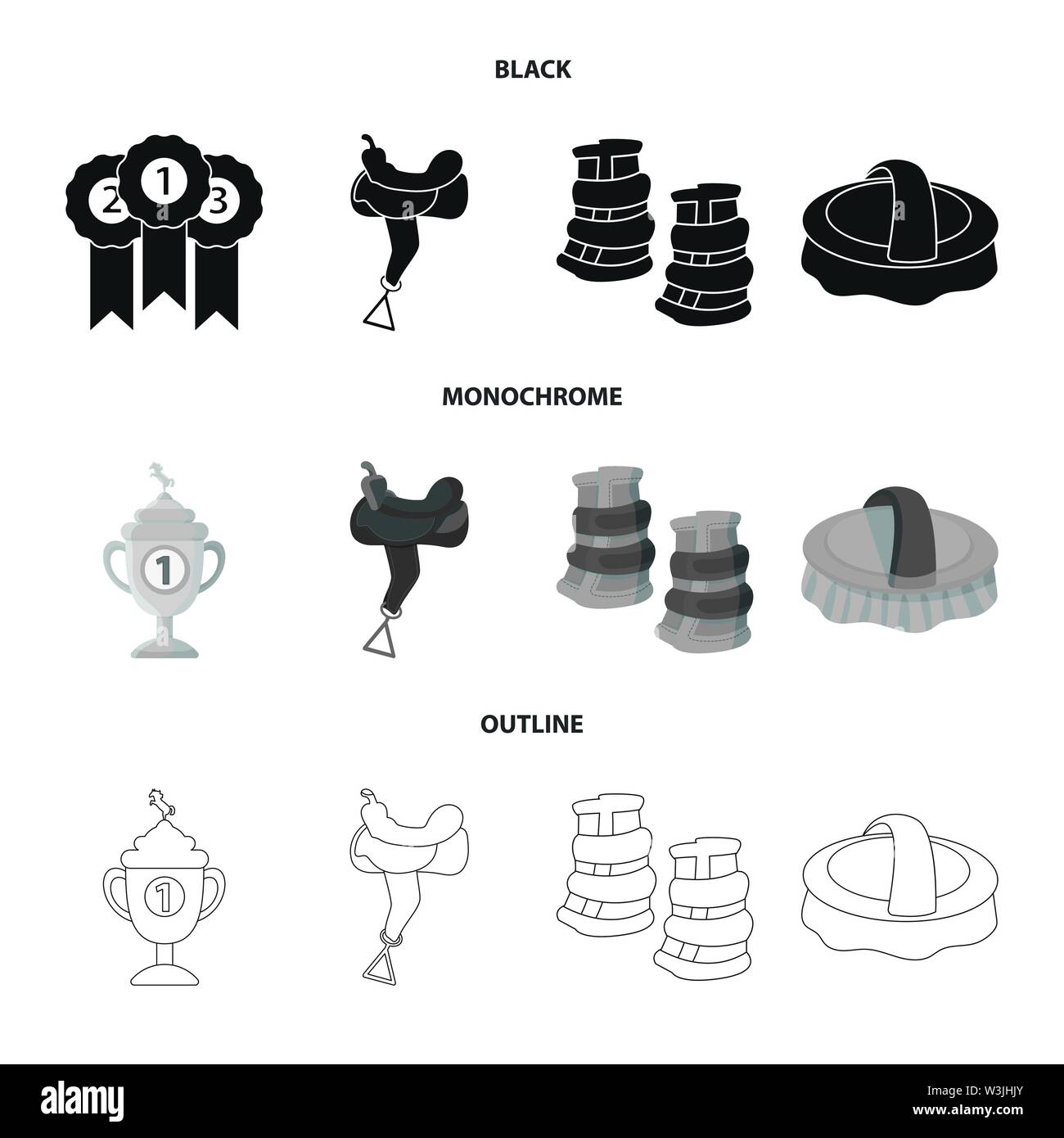Objet isolé de matériel équitation signe. Ensemble d'équipements et de concurrence pour l'icône vecteur stock. Illustration de Vecteur